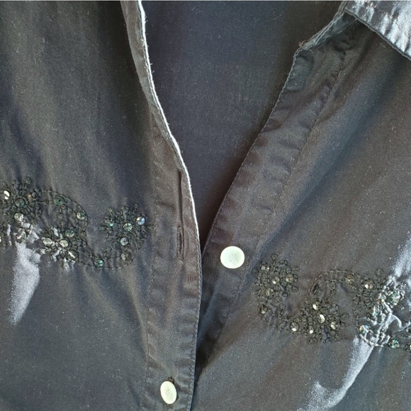 Vintage BILL BLASS Jeanswear Sequin Embroidered Casual Cotton Button-down - Picture 9 of 16
